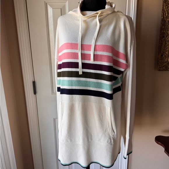 Talbots Cream Cowl Neck Sweater with Colorful Stripes NWT - Picture 2 of 12